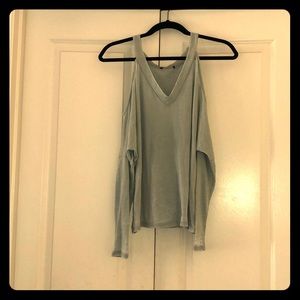 Express Cut Out Shoulder Mint Long Sleeve
